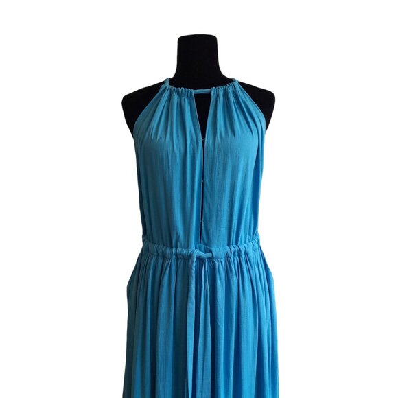 Free People Spring Love Boho Casual Vacation Summer Midi Dress Small Blue Pocket - Picture 5 of 16